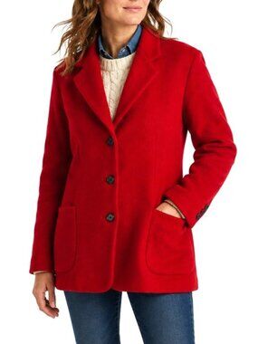 Vintage L.L. Bean Red Wool Coat Thinsulate Quilt Lined Freeport Maine Jacket